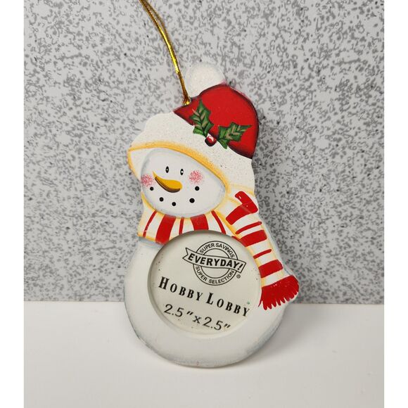 Picture Frames Christmas Ornaments 3 Hanging Angel Snowflake Snowman - Picture 3 of 6